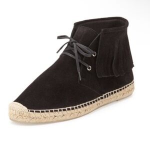 NEW SAINT LAURENT Fringe Suede Espadrille Black Desert Boots Size 36